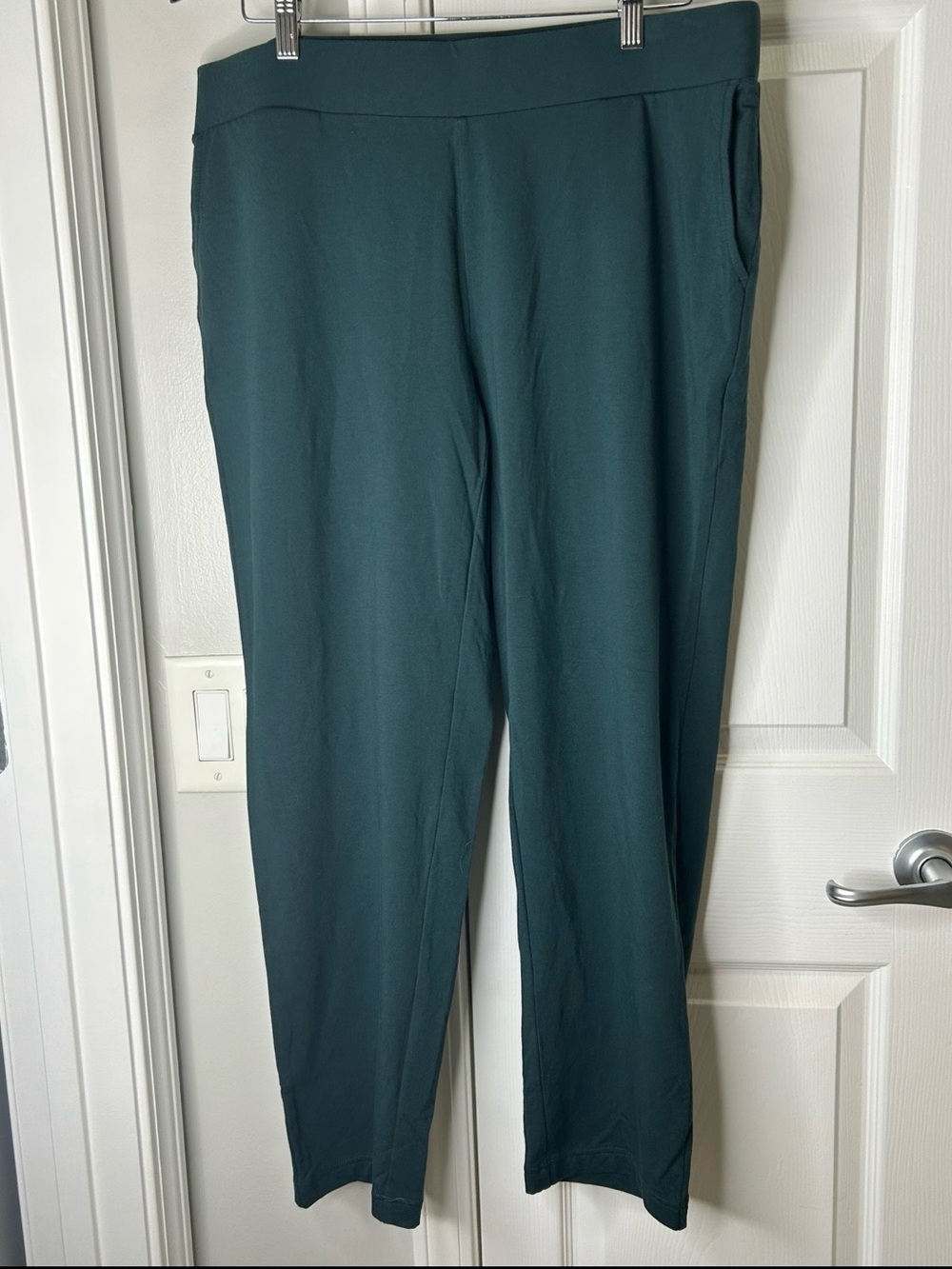 Pure Jill Affinity French Terry Slim Leg Pants XL Petite Dark Teal Pima Cotton - Picture 2 of 11
